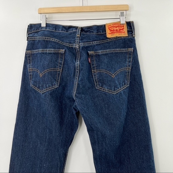 LEVI’S 505’s dark wash straight leg jeans size 34” - Picture 7 of 8